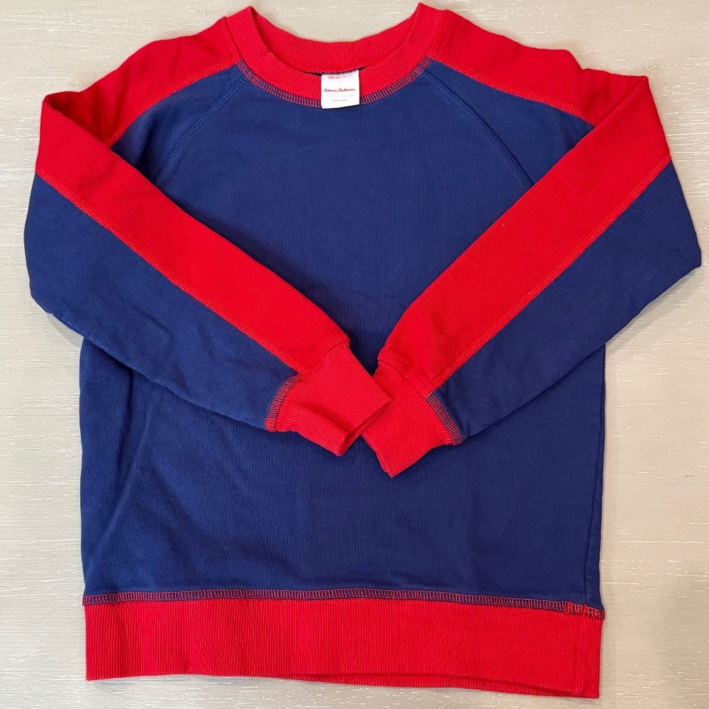 Boys Hanna Andersson French Terry Sweatshirt | size 6-7 | navy/red